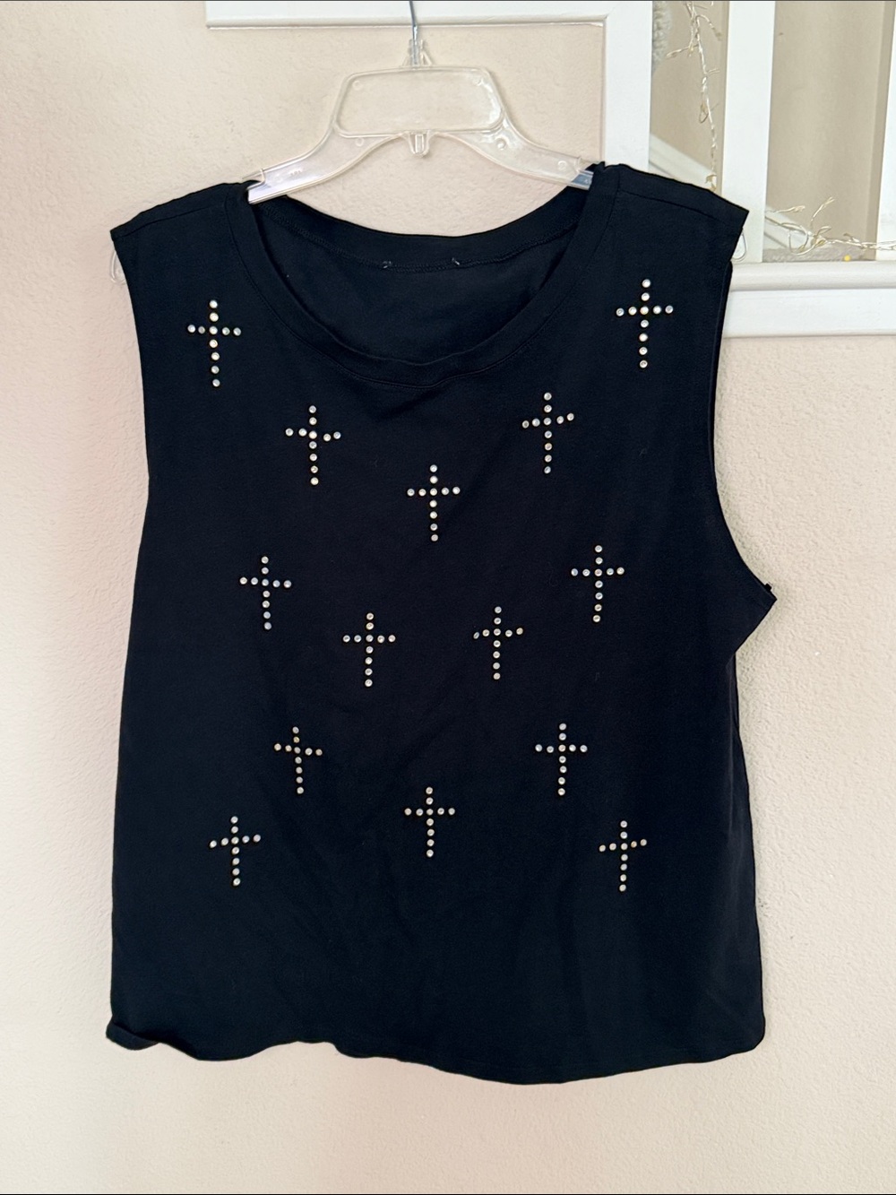 Forever 21 Black Studded Cross Sleeveless Top